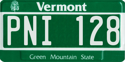 VT license plate PNI128