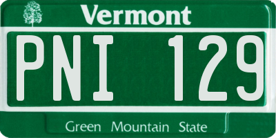 VT license plate PNI129