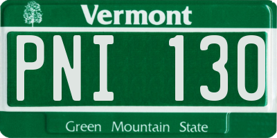 VT license plate PNI130
