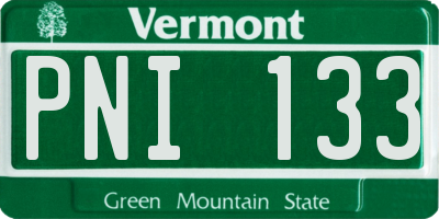 VT license plate PNI133