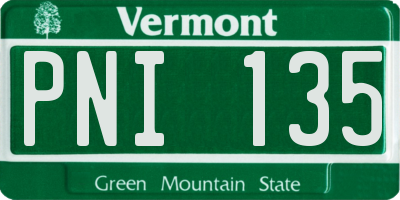 VT license plate PNI135