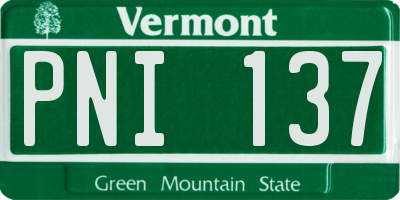 VT license plate PNI137