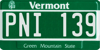 VT license plate PNI139