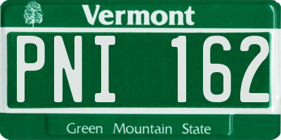 VT license plate PNI162