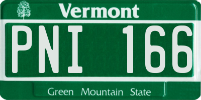 VT license plate PNI166