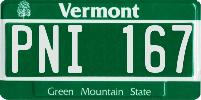 VT license plate PNI167