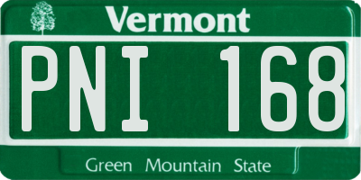 VT license plate PNI168