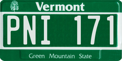 VT license plate PNI171
