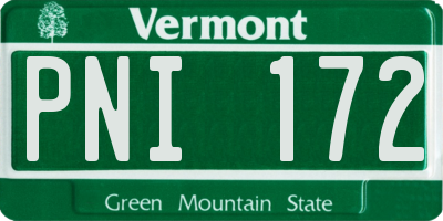 VT license plate PNI172