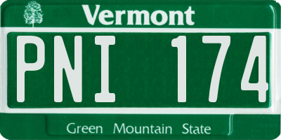 VT license plate PNI174