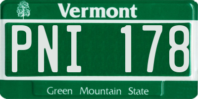 VT license plate PNI178