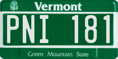 VT license plate PNI181