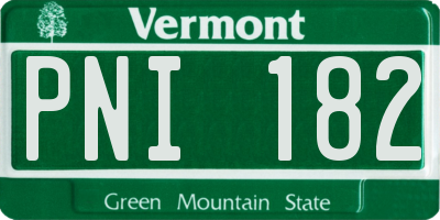 VT license plate PNI182