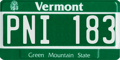 VT license plate PNI183