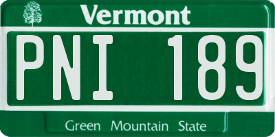 VT license plate PNI189