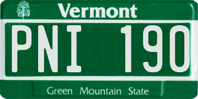 VT license plate PNI190