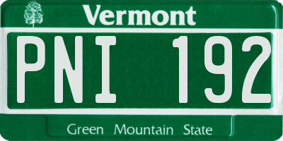 VT license plate PNI192