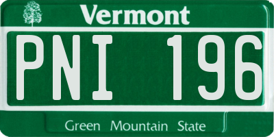 VT license plate PNI196