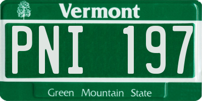 VT license plate PNI197