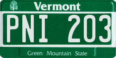 VT license plate PNI203