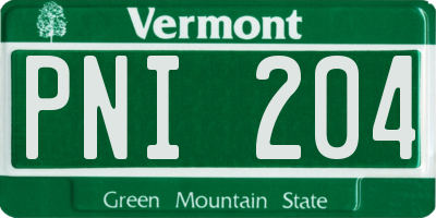 VT license plate PNI204
