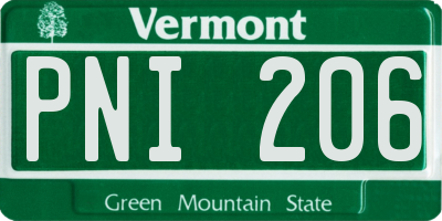 VT license plate PNI206