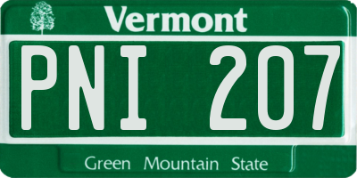 VT license plate PNI207