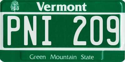 VT license plate PNI209