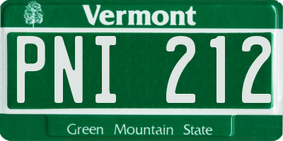 VT license plate PNI212