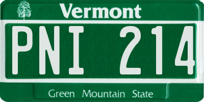 VT license plate PNI214