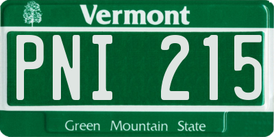 VT license plate PNI215