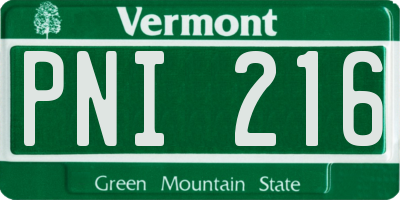 VT license plate PNI216