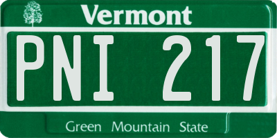 VT license plate PNI217