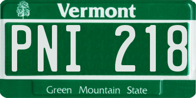 VT license plate PNI218