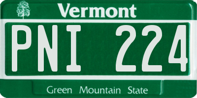 VT license plate PNI224