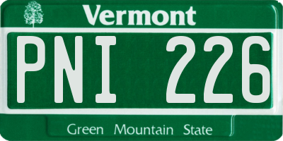 VT license plate PNI226