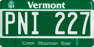 VT license plate PNI227