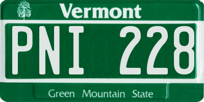 VT license plate PNI228