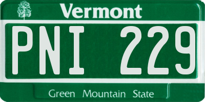 VT license plate PNI229