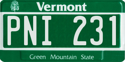 VT license plate PNI231