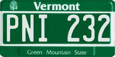 VT license plate PNI232
