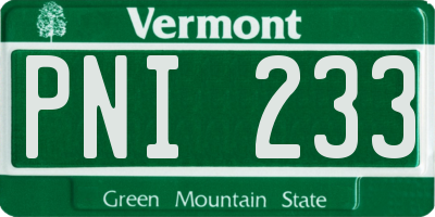 VT license plate PNI233