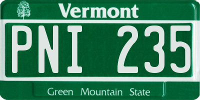 VT license plate PNI235