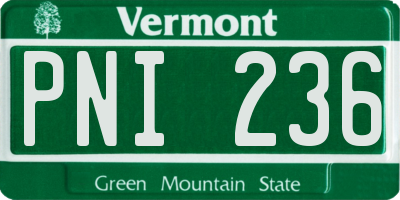VT license plate PNI236