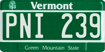 VT license plate PNI239