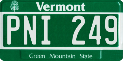 VT license plate PNI249