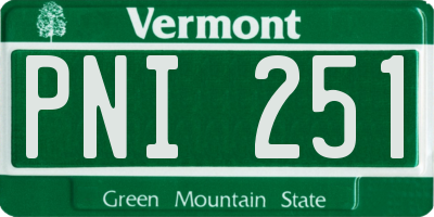 VT license plate PNI251