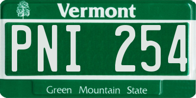 VT license plate PNI254