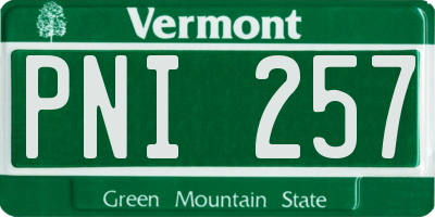 VT license plate PNI257