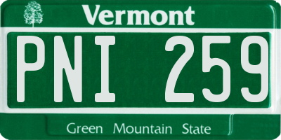 VT license plate PNI259